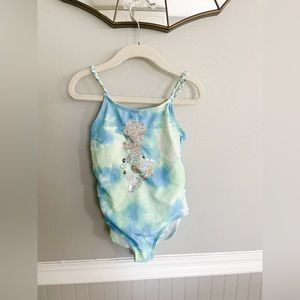 Bmagical Blue Green Mermaid Sequin Swimsuit One Piece Size 6